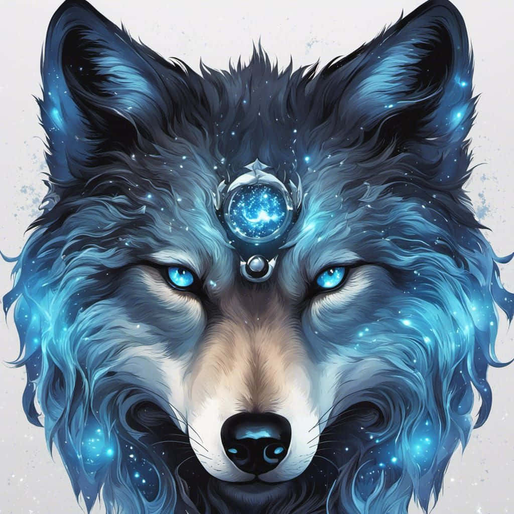 Cosmic Blue Wolf Artwork