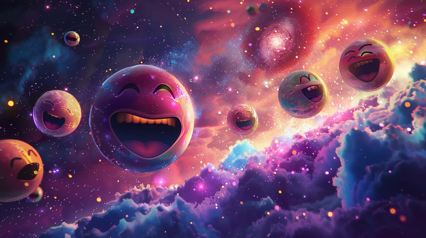 Cosmic Emojis Amongst Starsand Nebulae Background