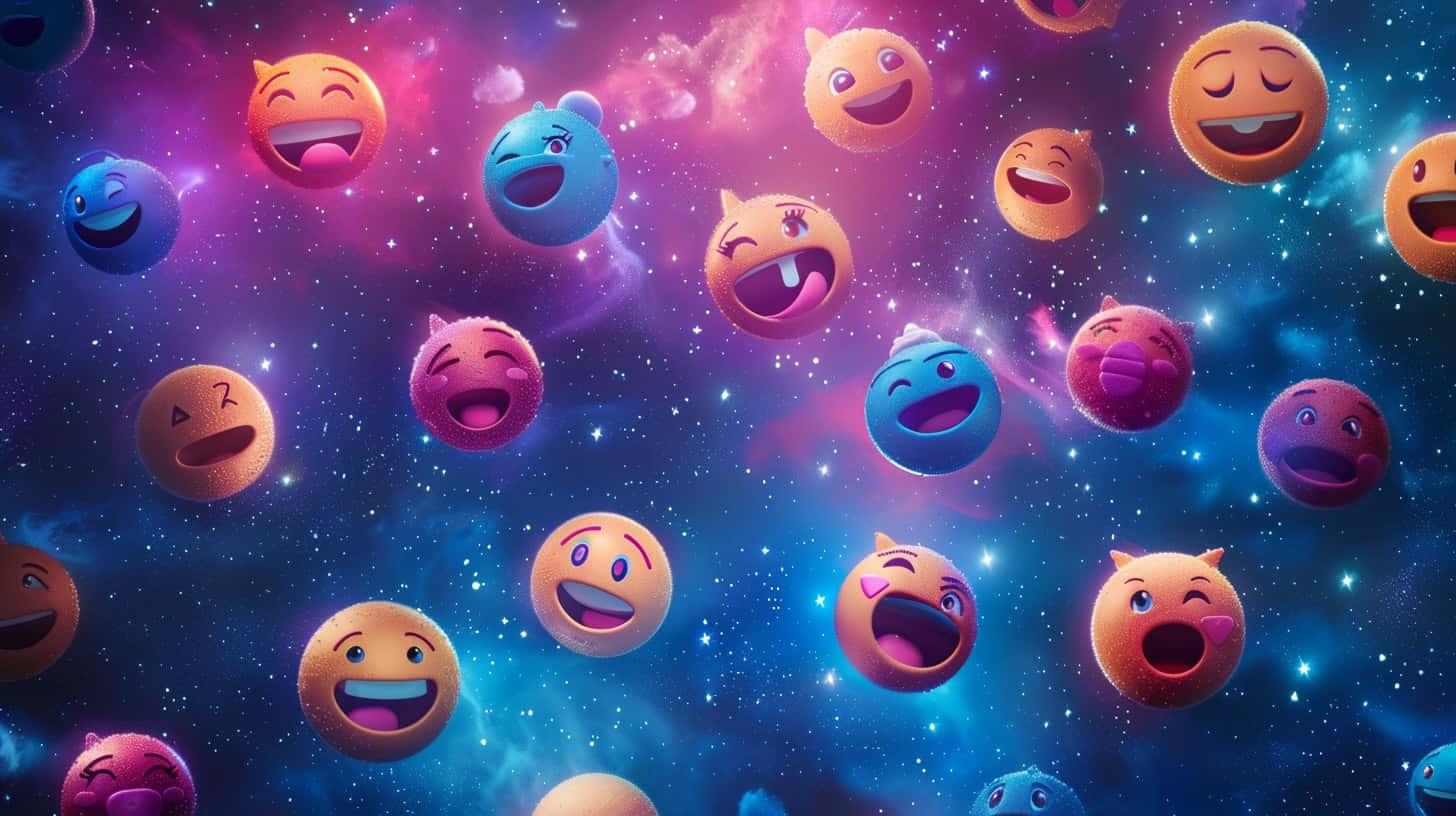 Cosmic Emojis Floatingin Space