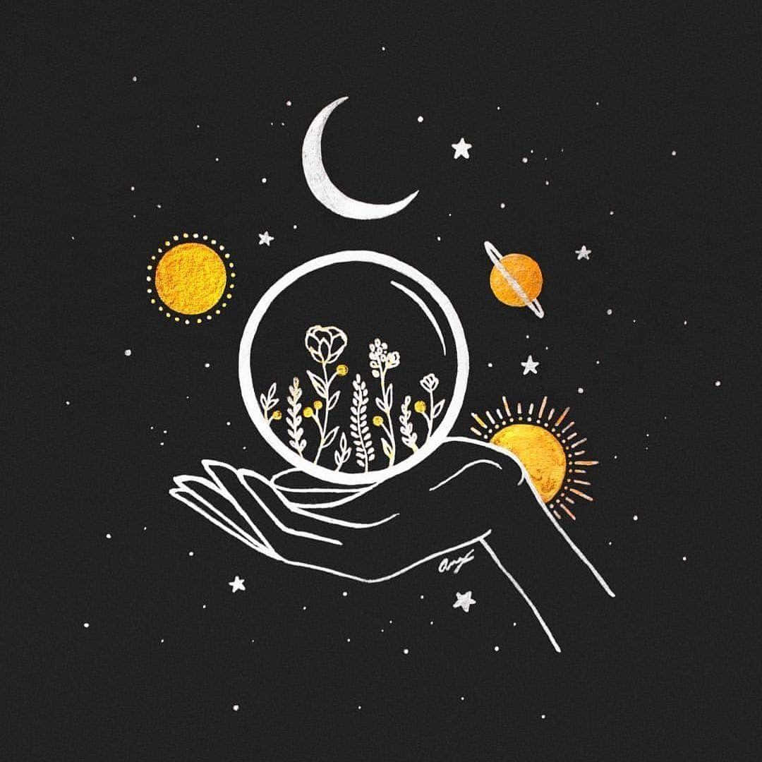 Cosmic Florain Hand Artwork Background