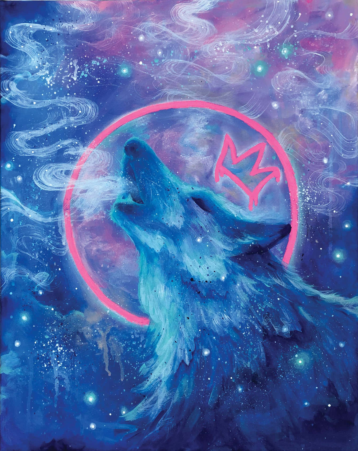 Cosmic Howl Wolf Art Background