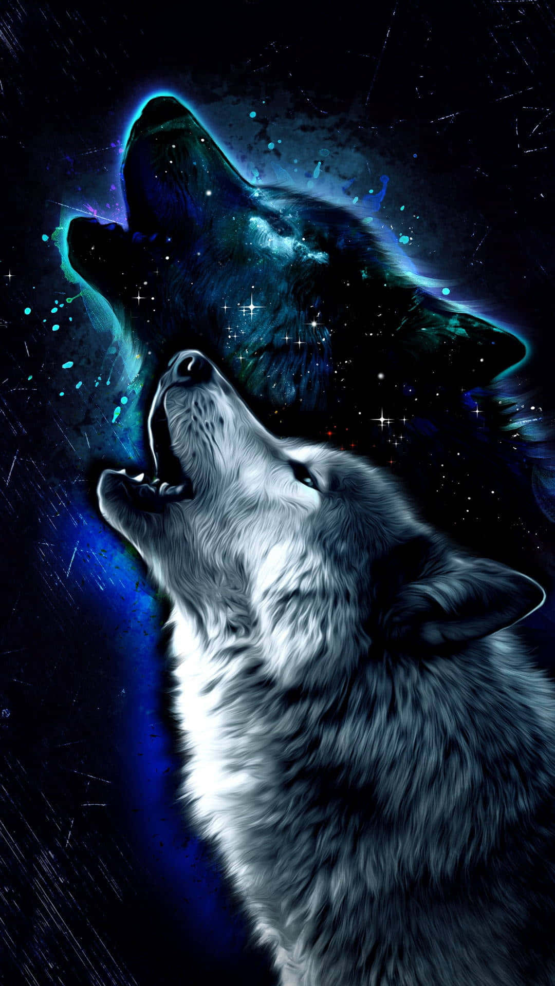 Cosmic Howl Wolf Art Background