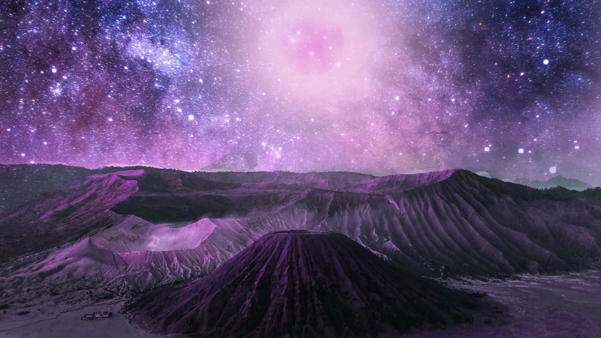 Cosmic Purple Mountains 4k Background