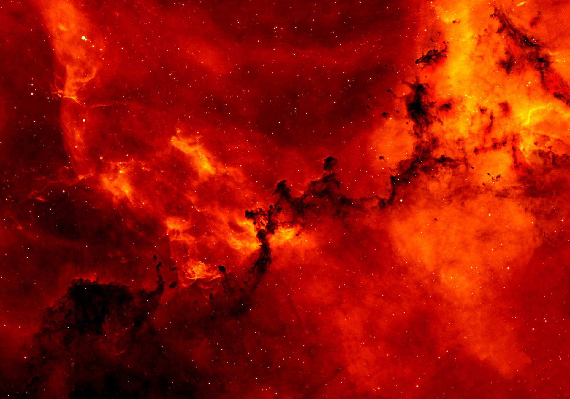 Cosmic Red Fire In Space Background