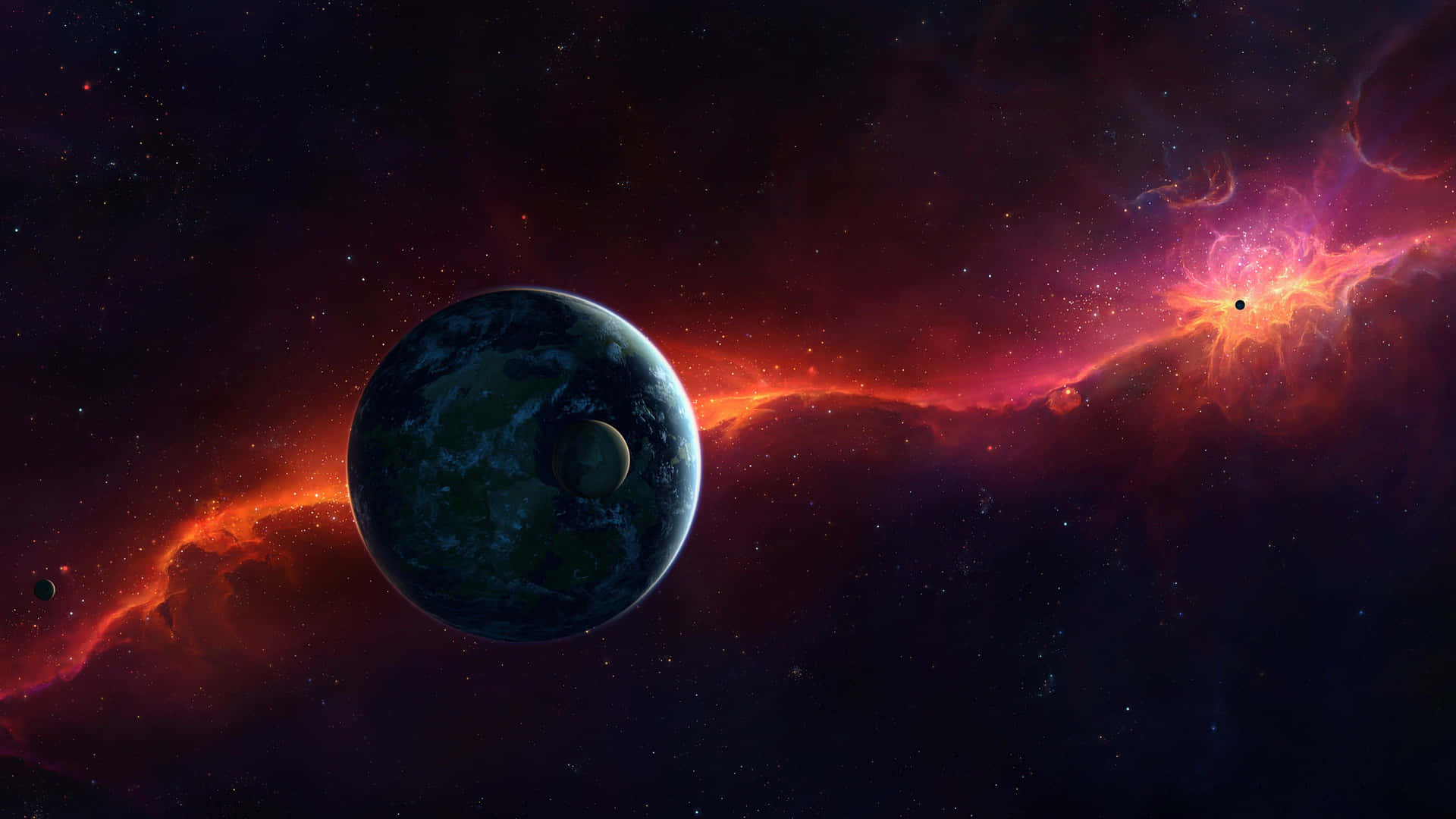 Cosmic Red Light Earth Background