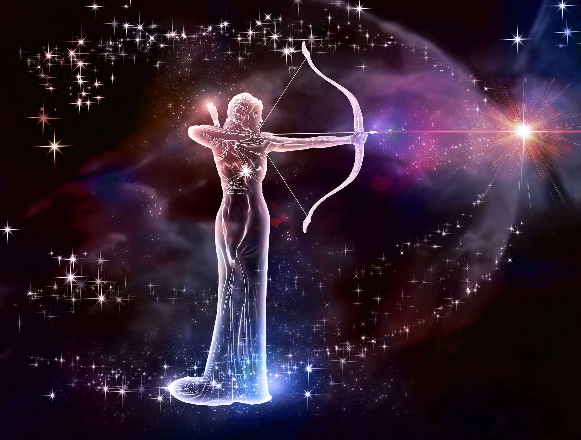 Cosmic Sagittarius Zodiac Archer Art Background