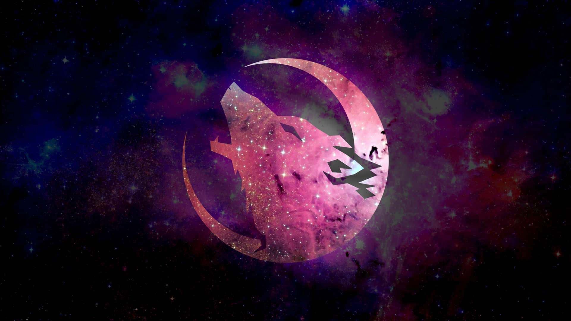 Cosmic Wolf Crescent Moon Background