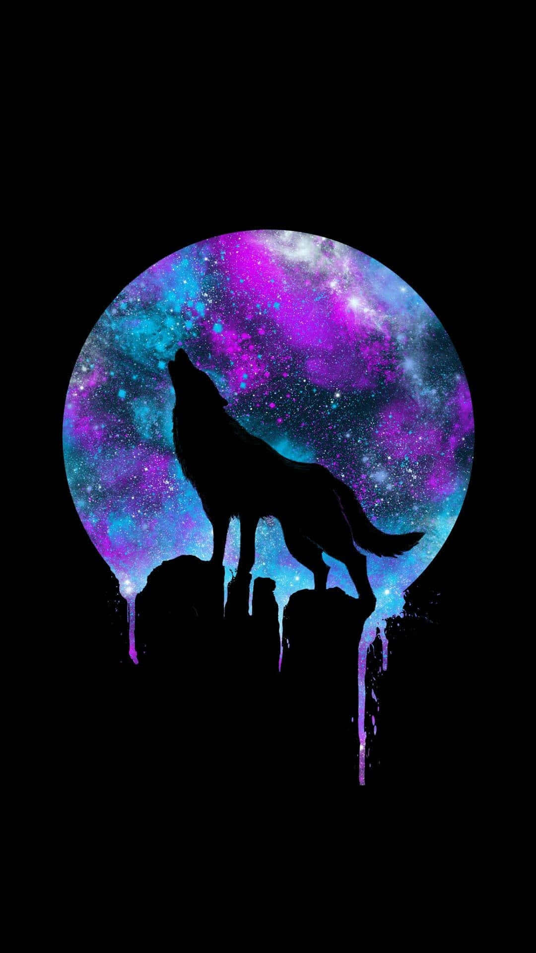 Cosmic Wolf Silhouette Background