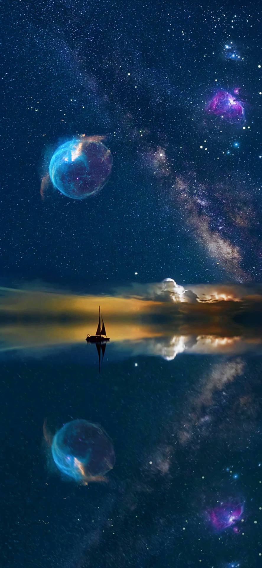 Cosmos Above The Sea Background