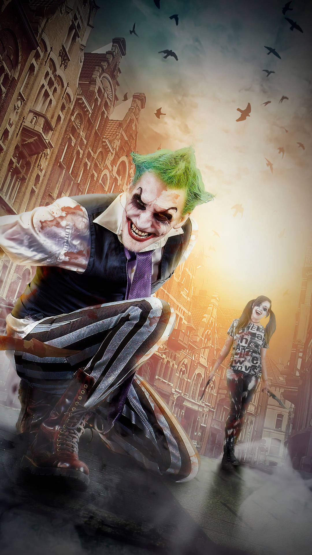 Cosplay Joker Harley Quinn Phone Background