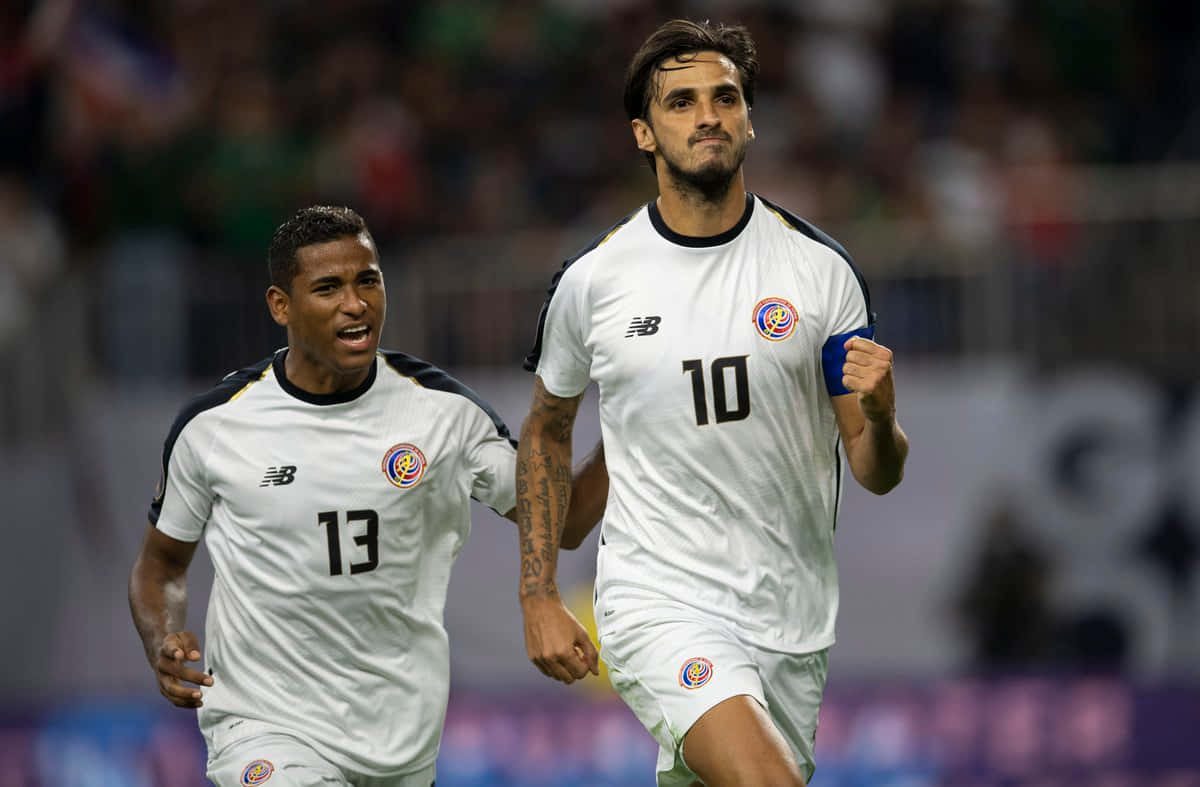 Costa Rican Soccer Players Celebration Background