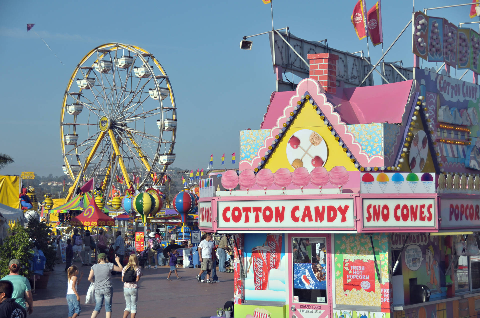 Cotton Candy Booth At Fair Background