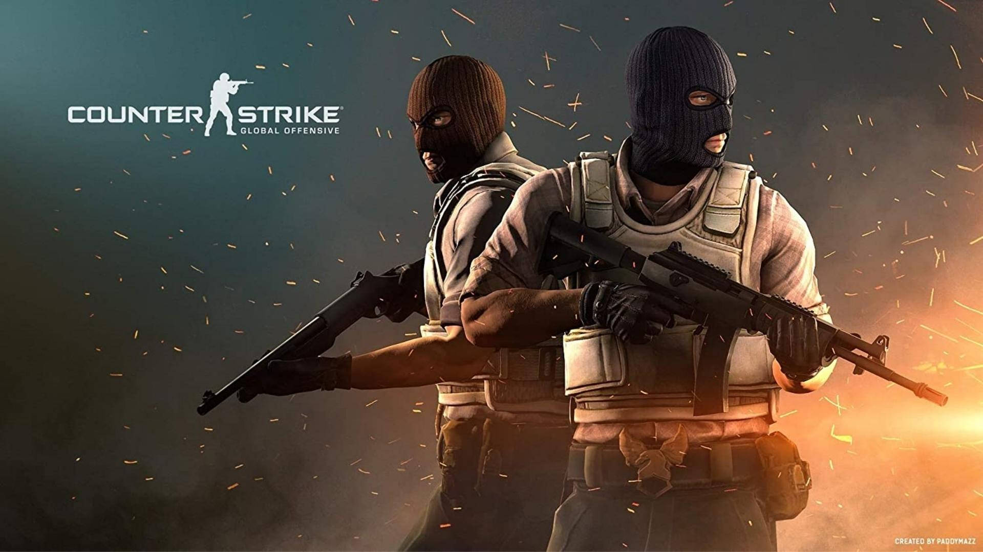 Counter Strike Global Offensive Action Shot With Black Mask Character Background