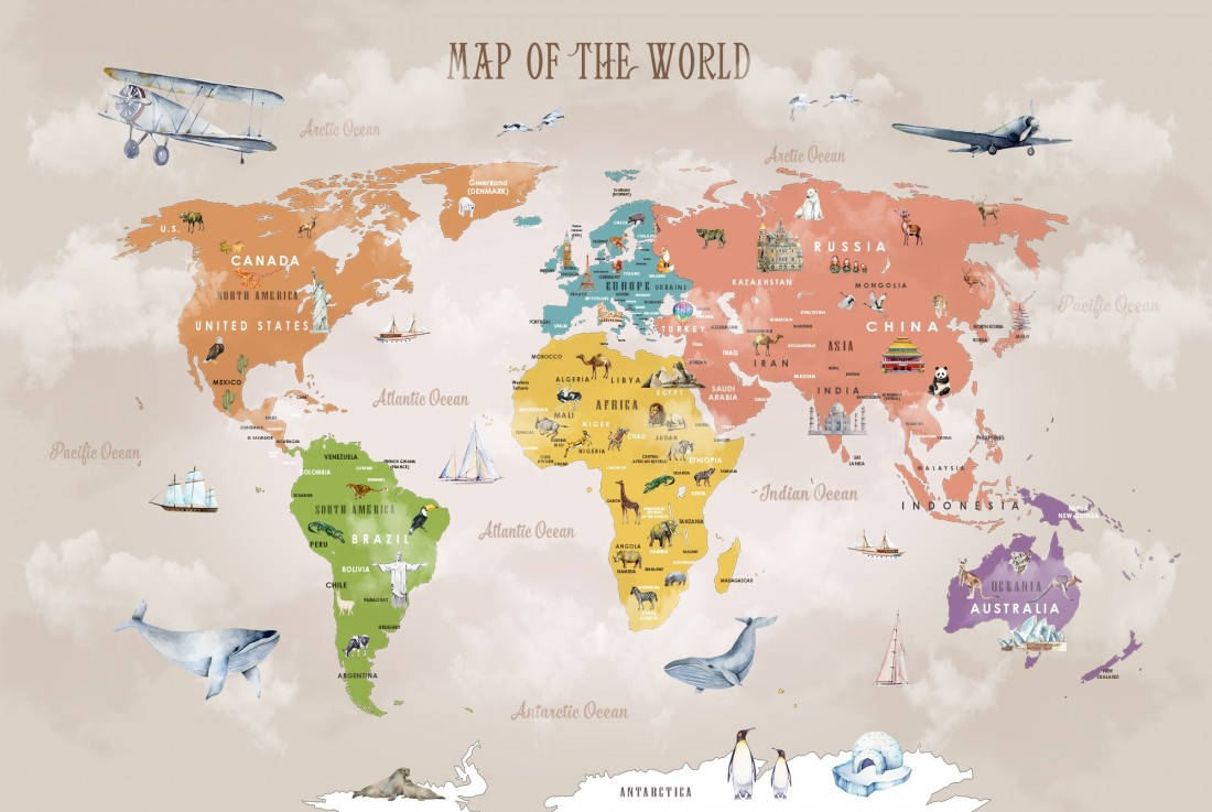 Countries Map Animals Background