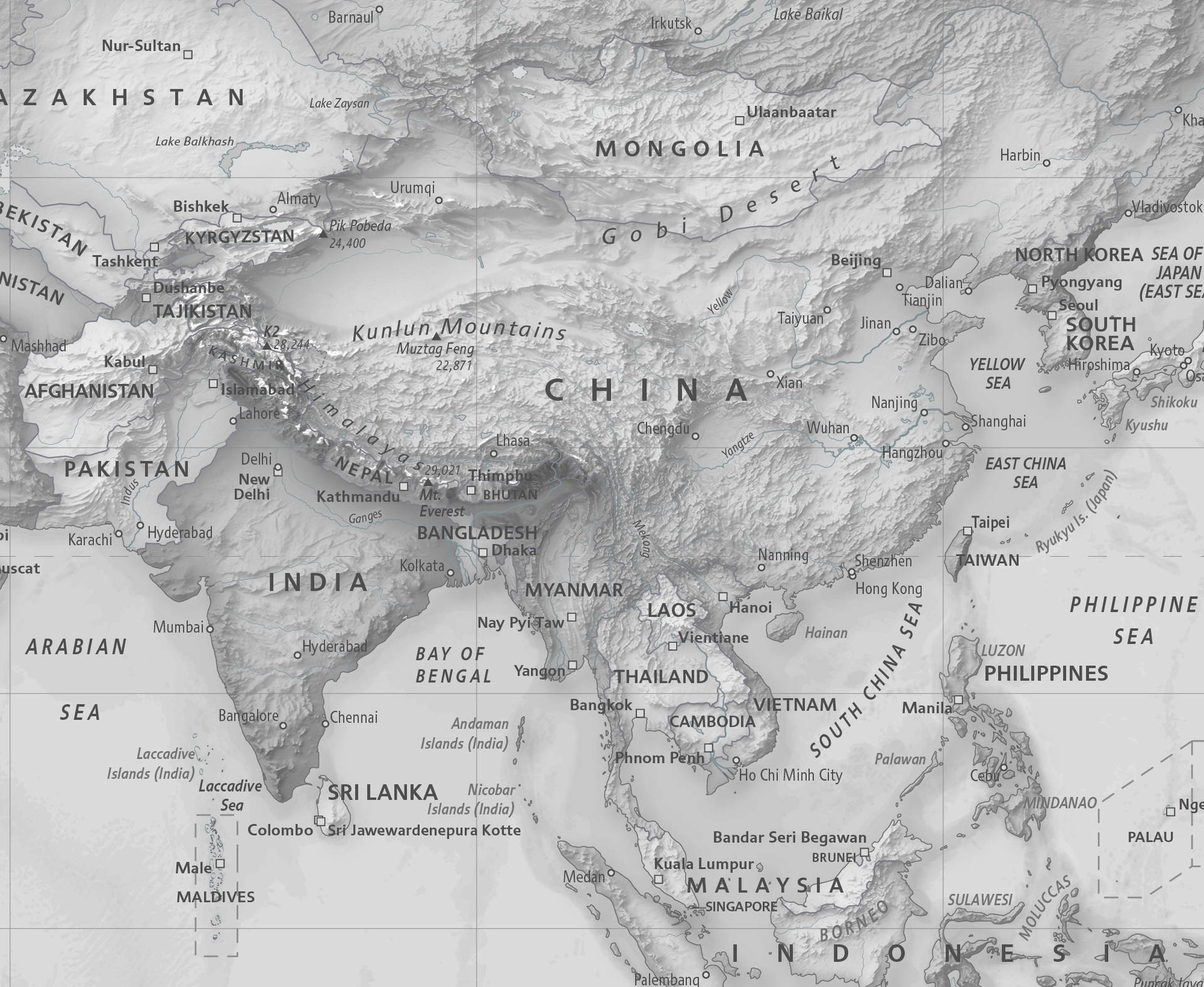 Countries Map Asia Background