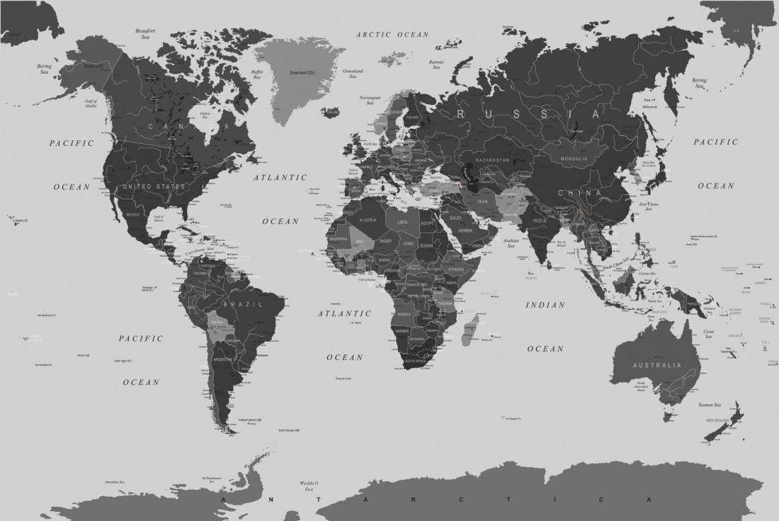 Countries Map Dark Palette Background