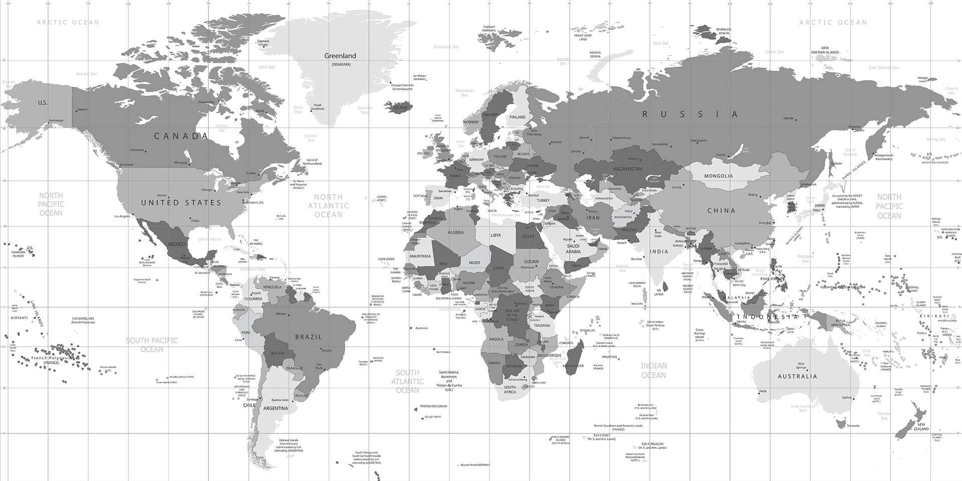 Countries Map Greyscale Background