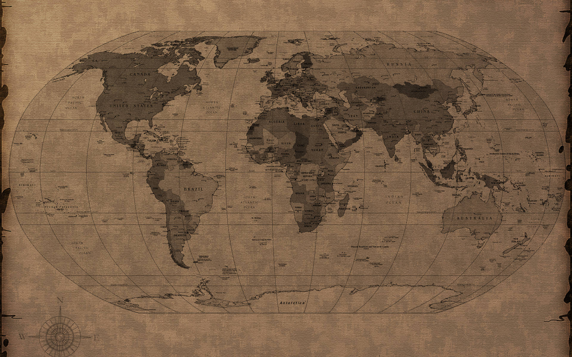 Countries Map Old Aesthetic Background