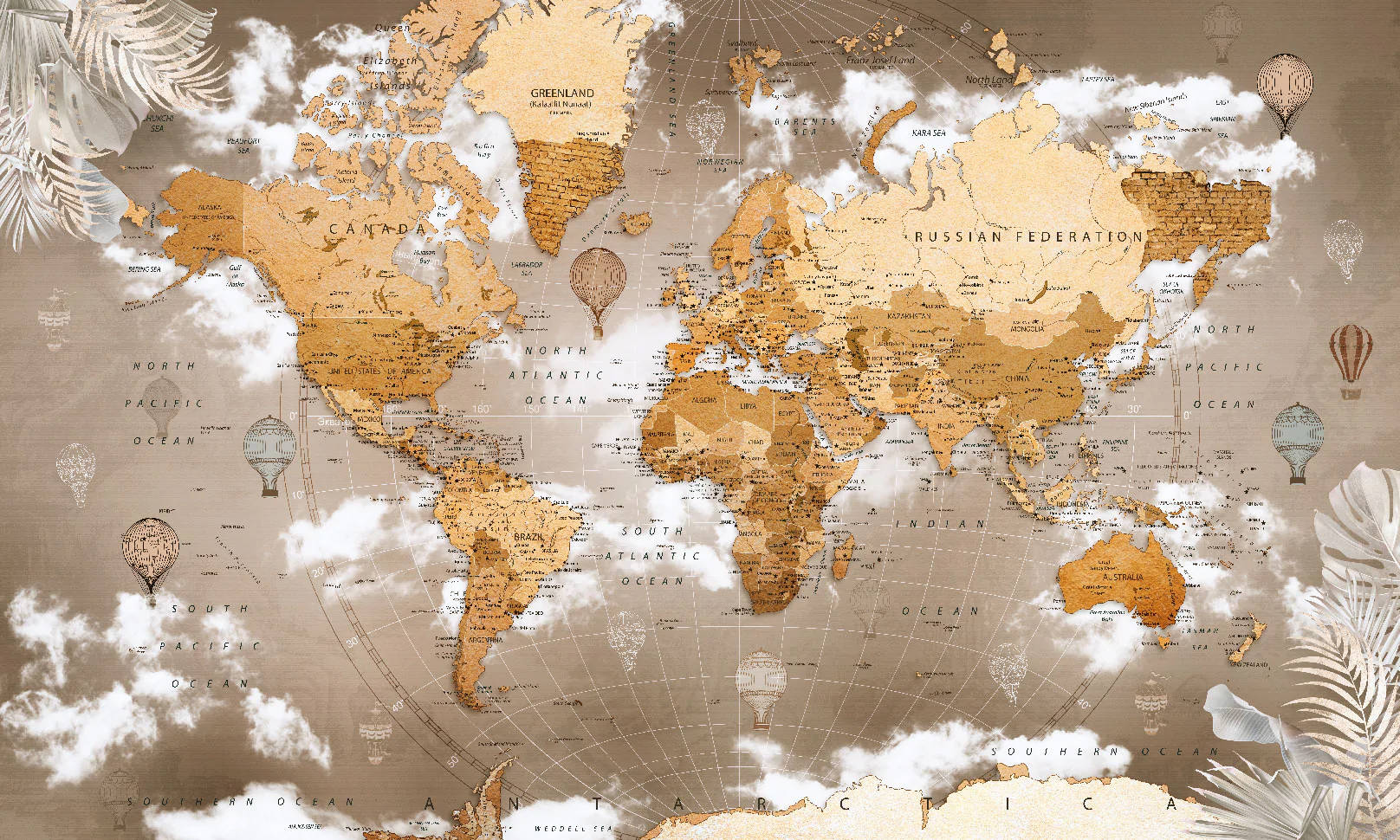 Countries Map Sky Theme Background