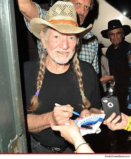 Country Musician Willie Nelson Signing Autograph Background