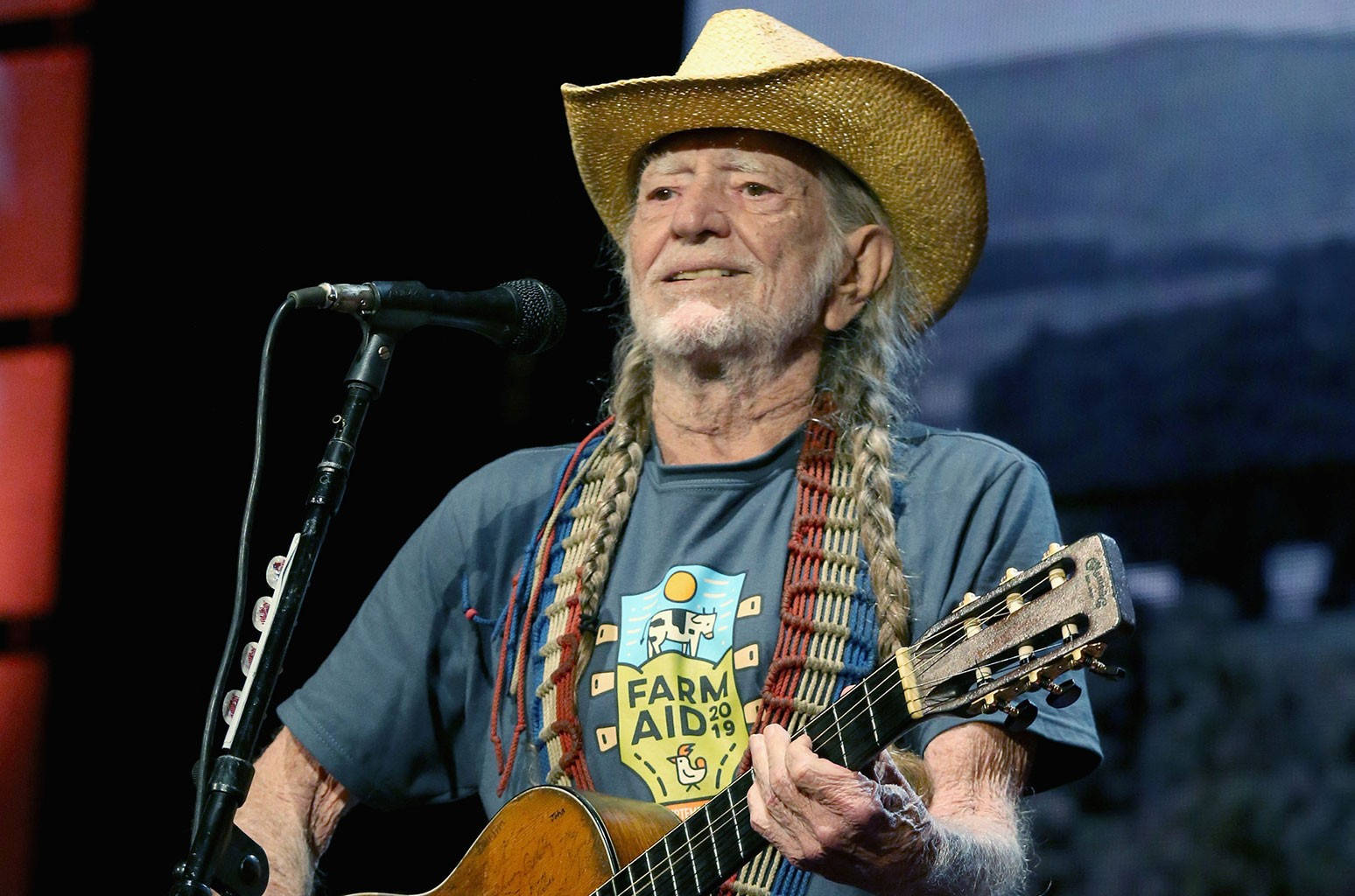 Country Singer Willie Nelson With Long Braided Hair