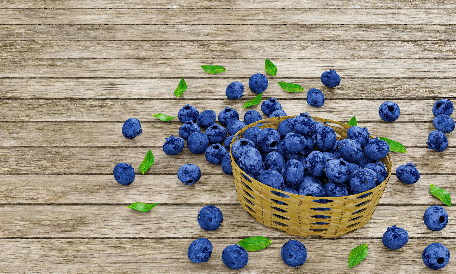 Country Style Blueberries On A Rustic Wooden Table Background