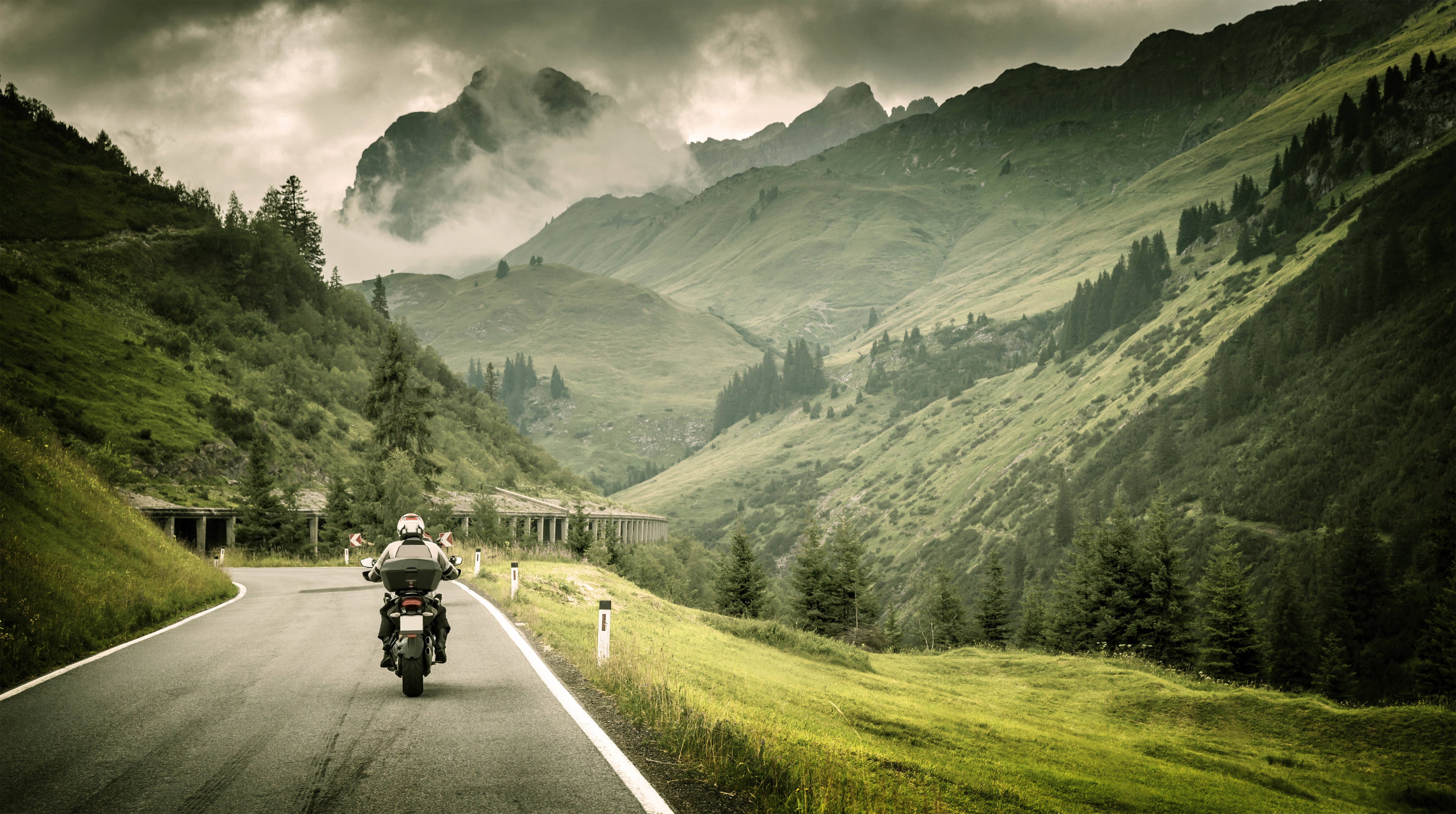 Country Summer Motorcycle Mountain Road Background