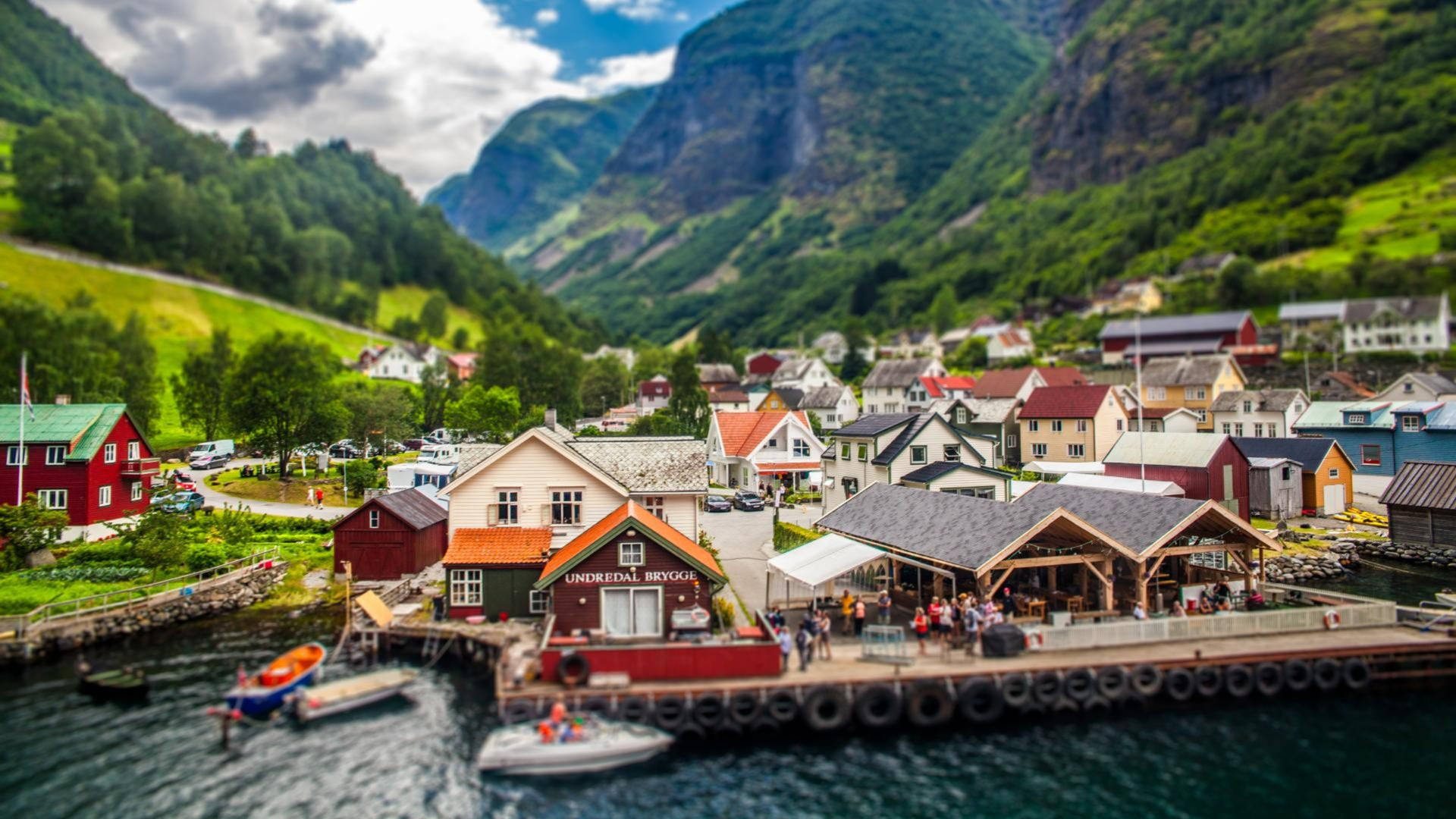 Country Summer Nice Norwegian Village Background