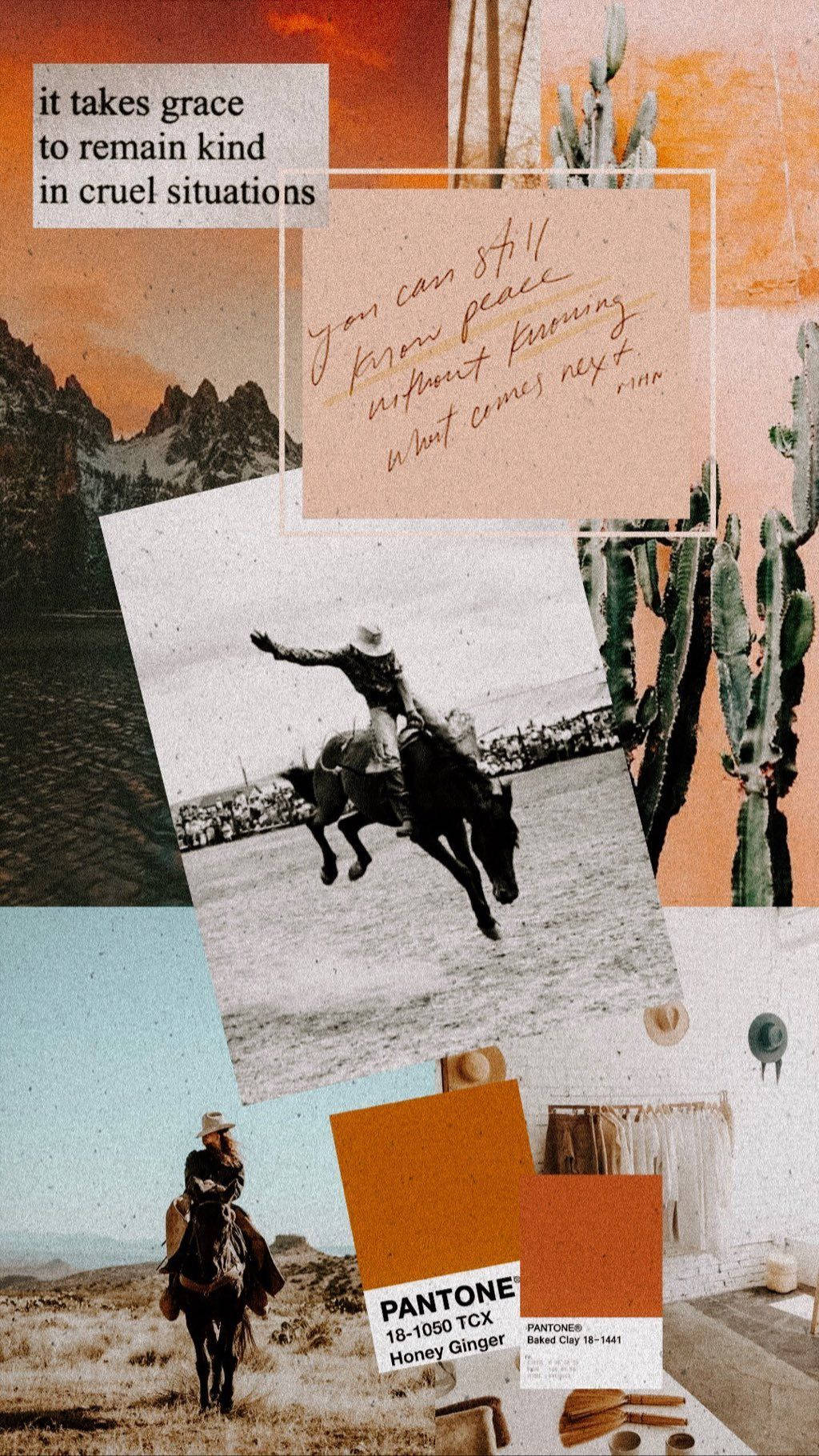 Country Western Collage Bullriding Background