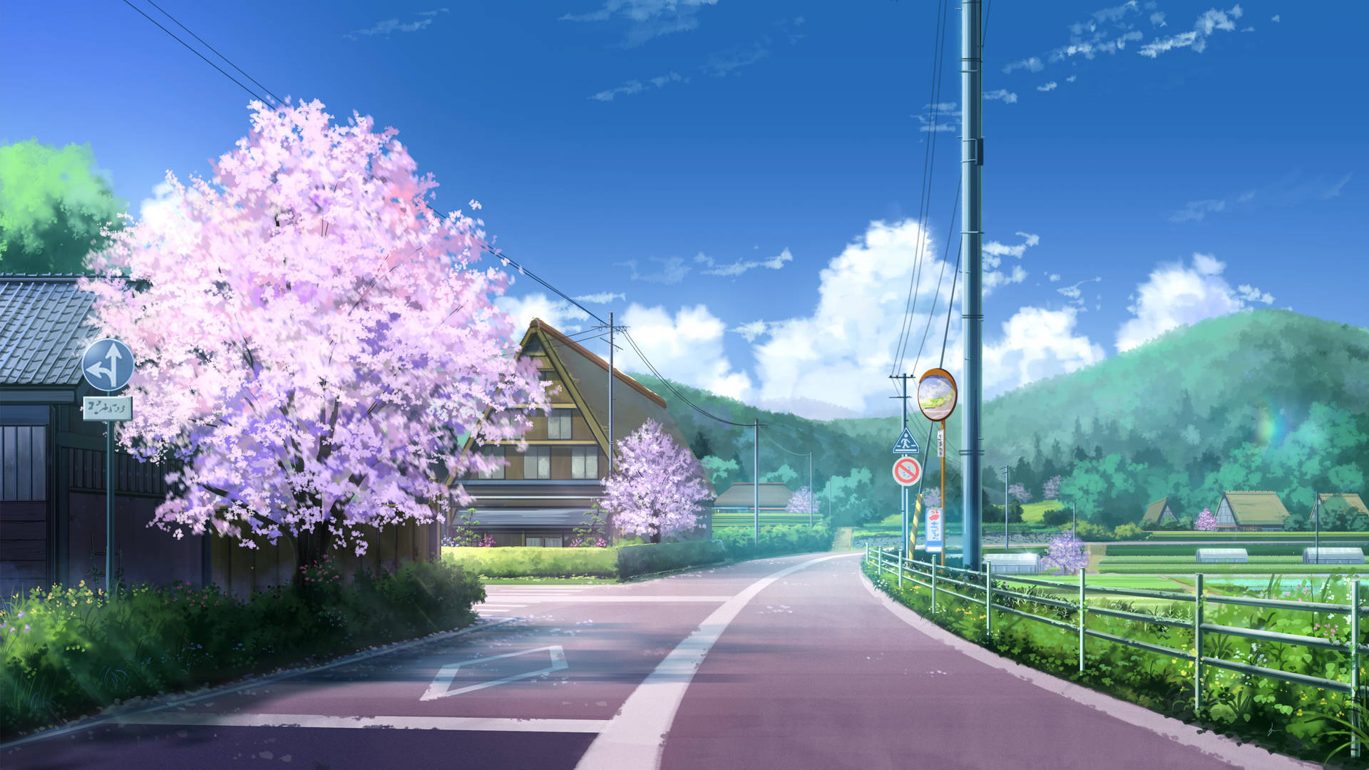 Countryside Scenery Anime 4k Background