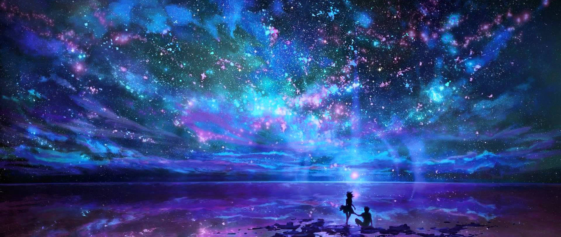 Couple And Galaxy 4k Ultra Widescreen Background