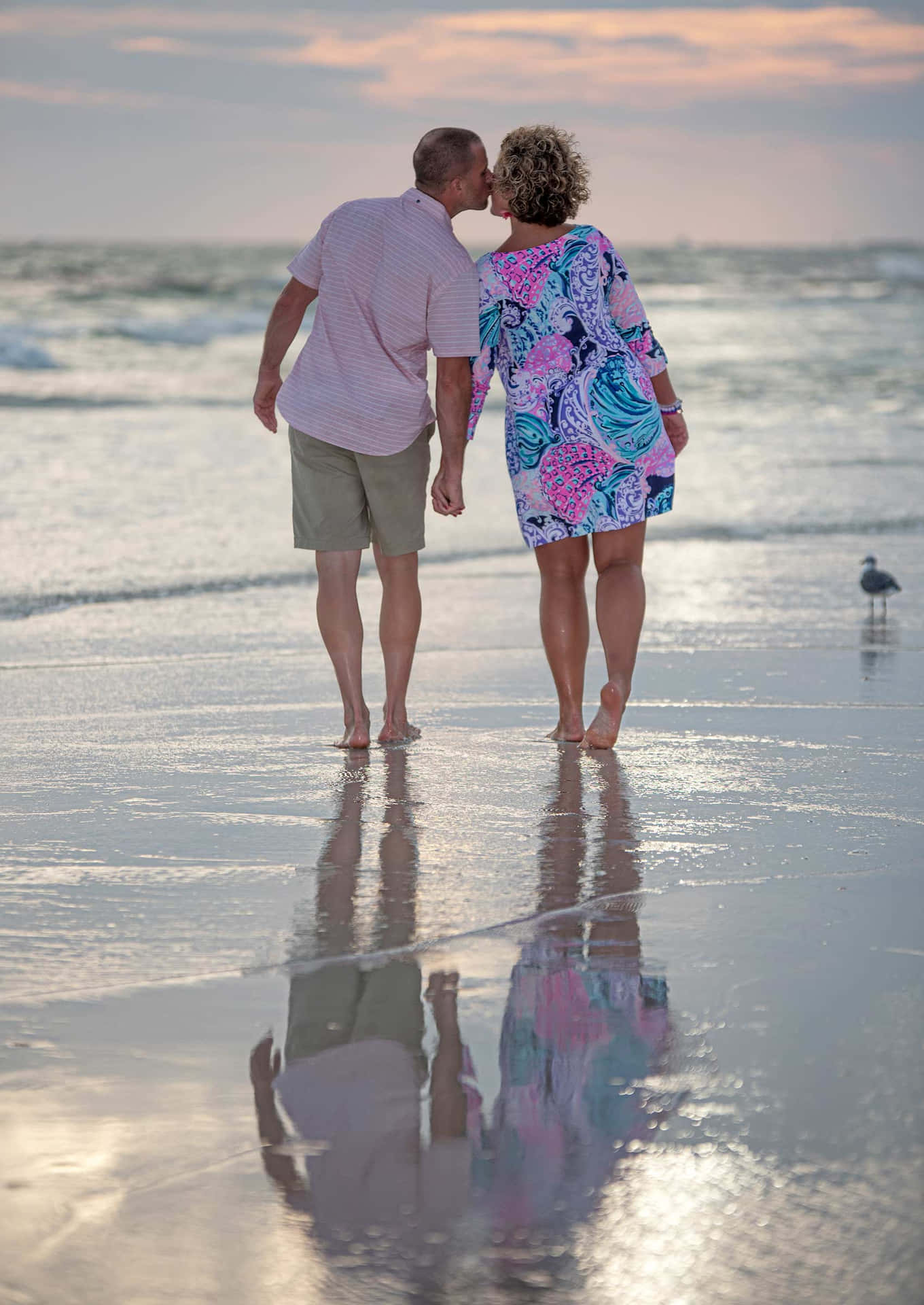 Couple At Beach Kiss In Destin Background