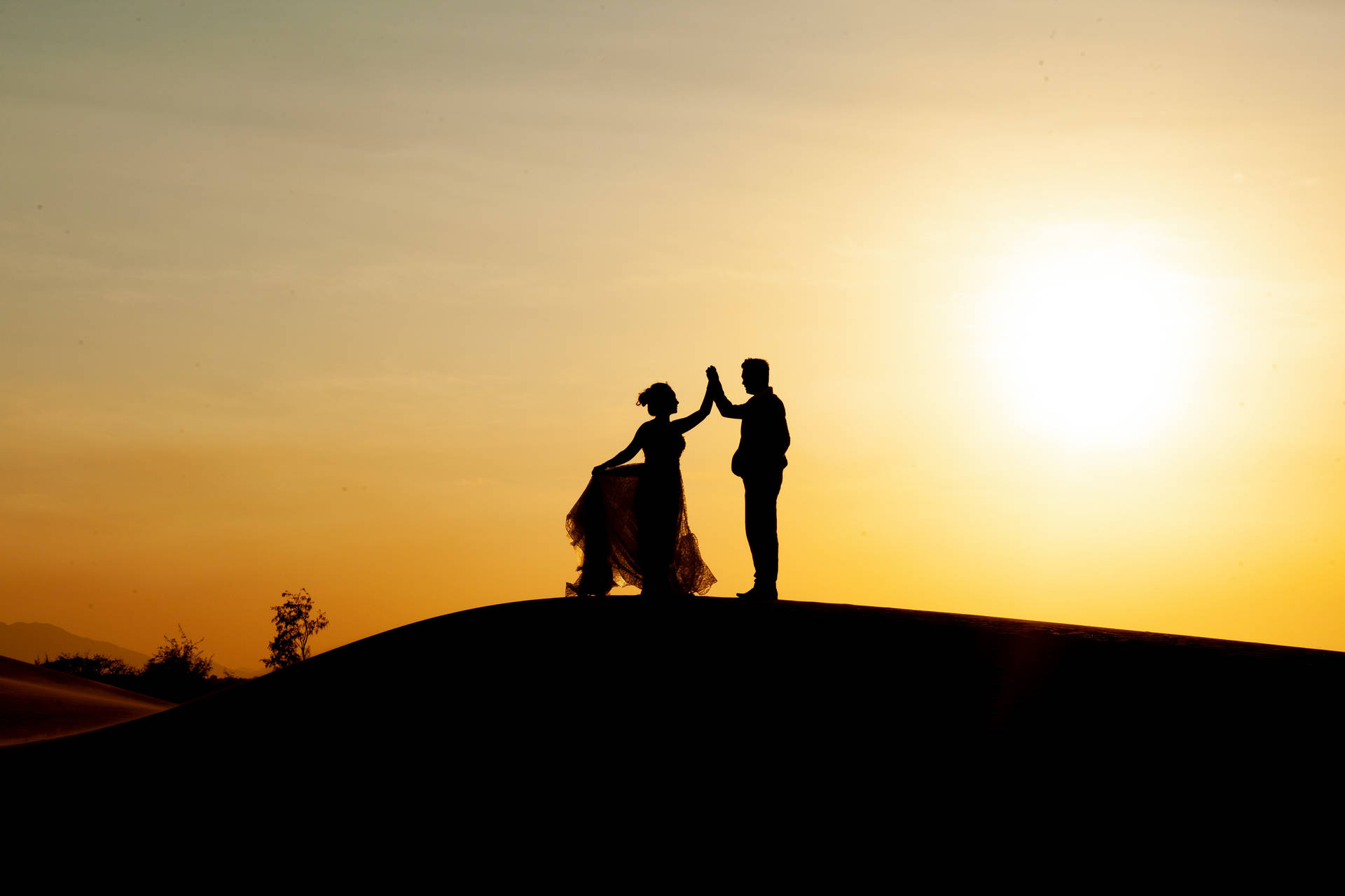 Couple Dancing Sunset Desktop Background