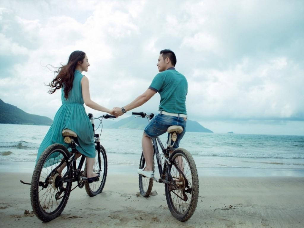 Couple Doing Bike Ride Background