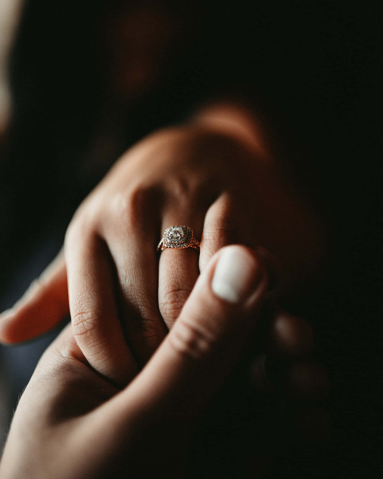 Couple Engagement Rings Dramatic Shot Background