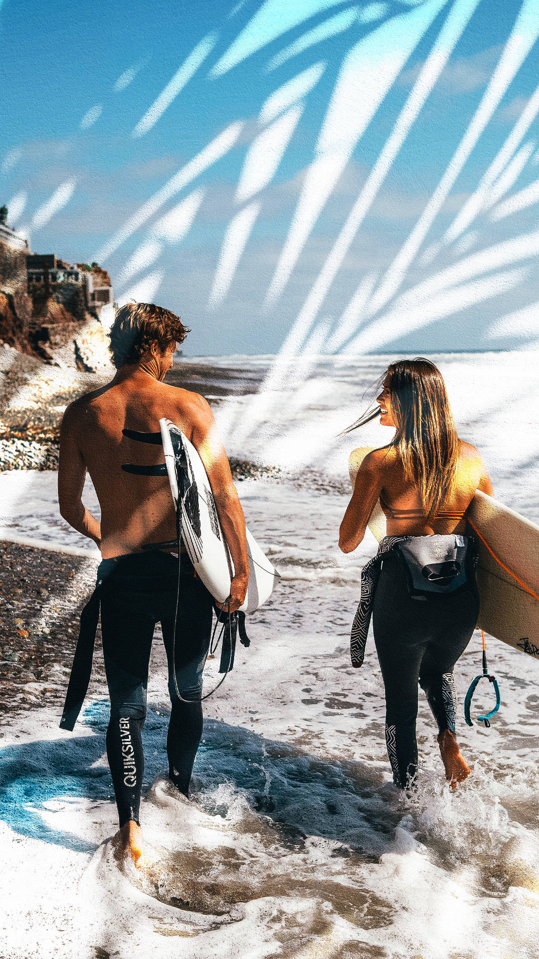 Couple Going Surfing Background