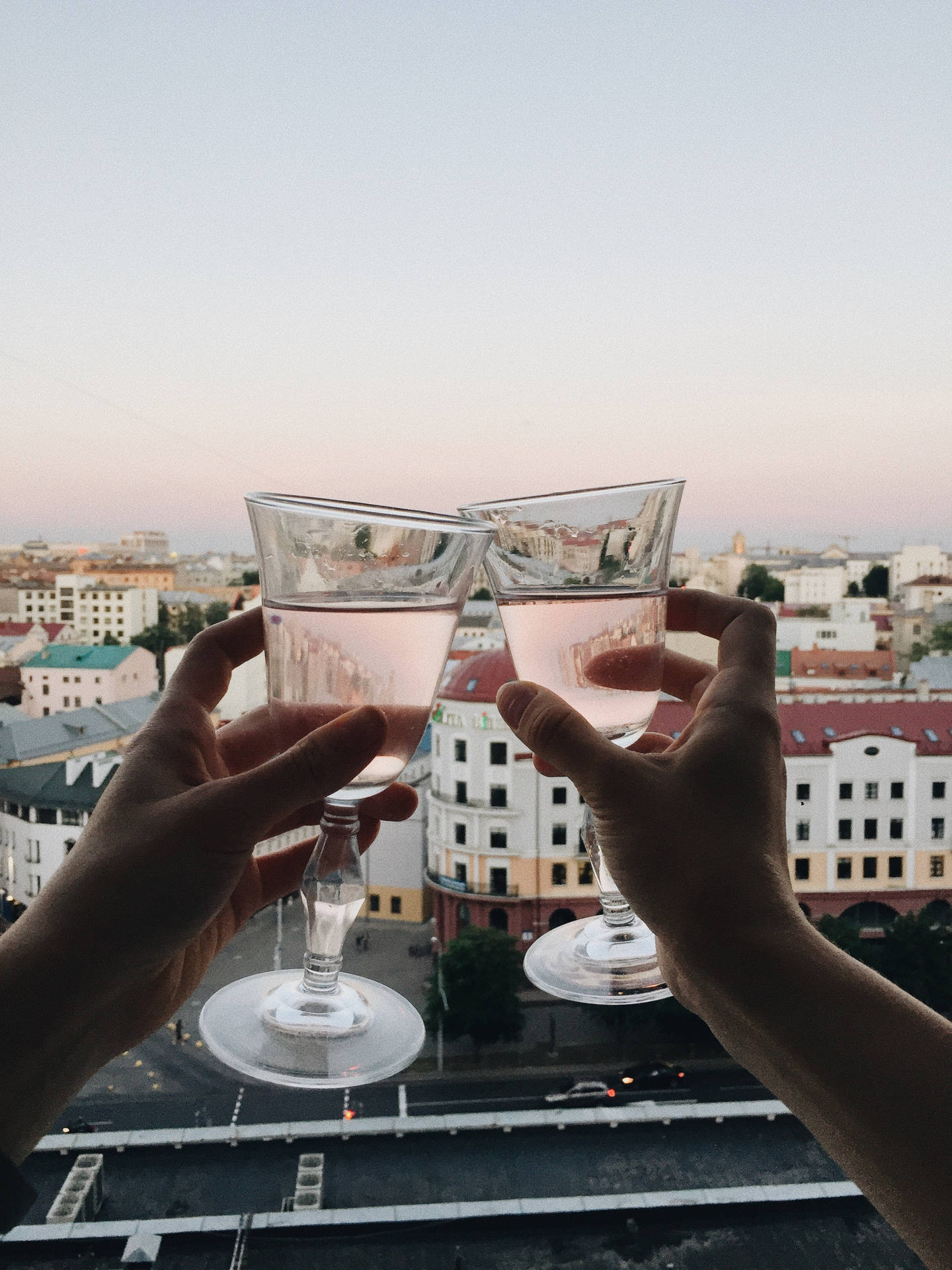 Couple Hands Toasting Florence Background