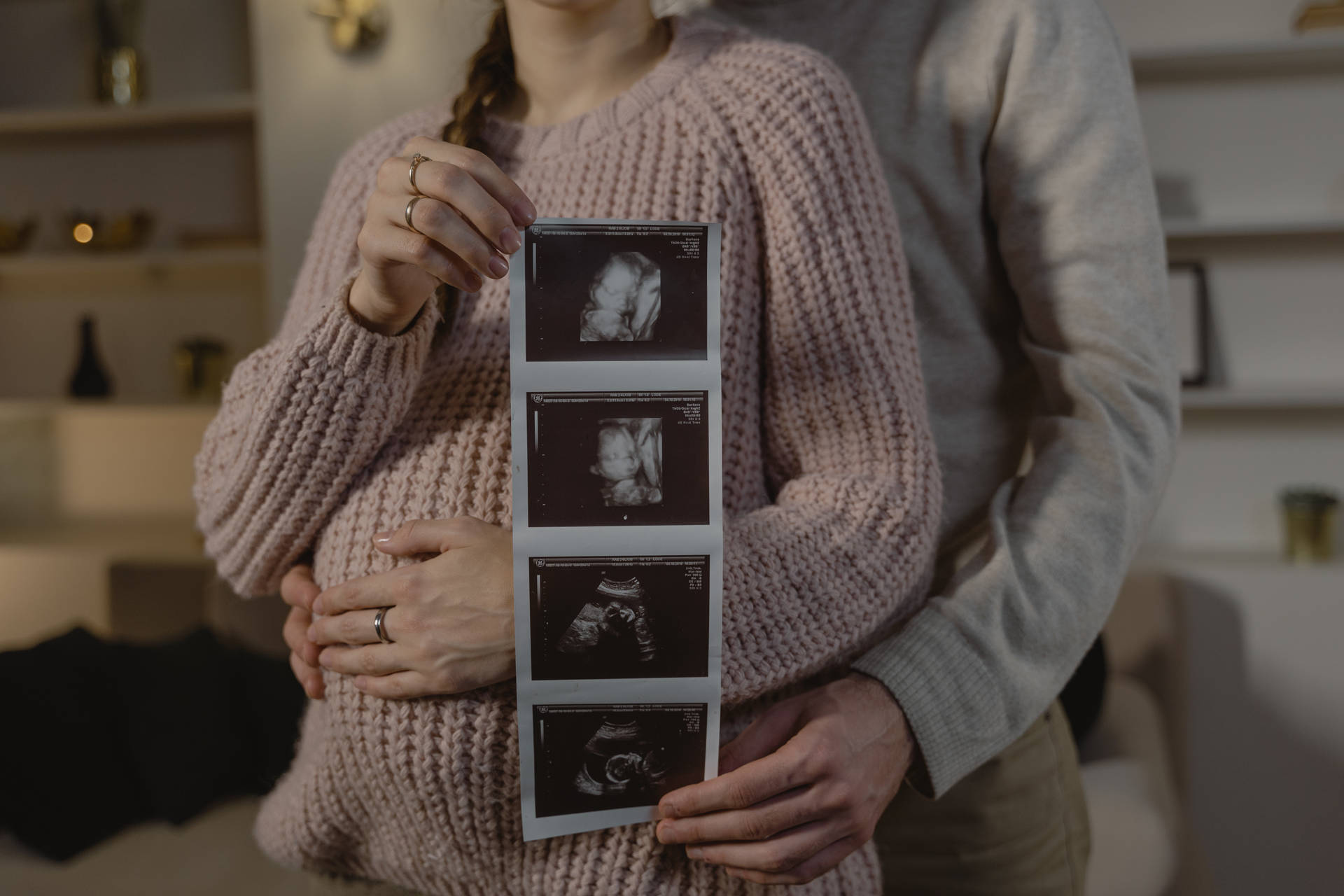 Couple Hands Ultrasound Photo Background