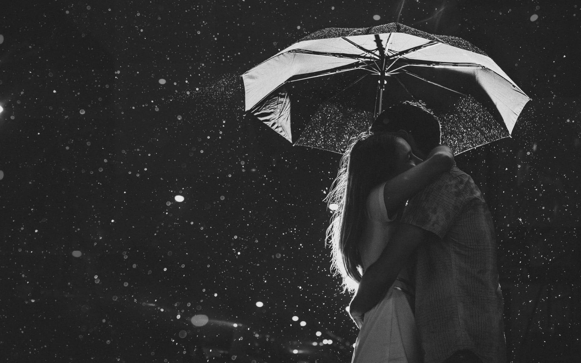 Couple Hugging Most Beautiful Rain Background