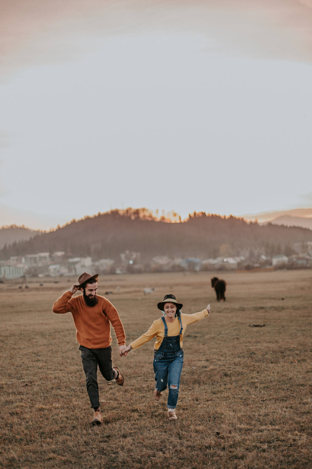 Couple In Cowboy Costume Background