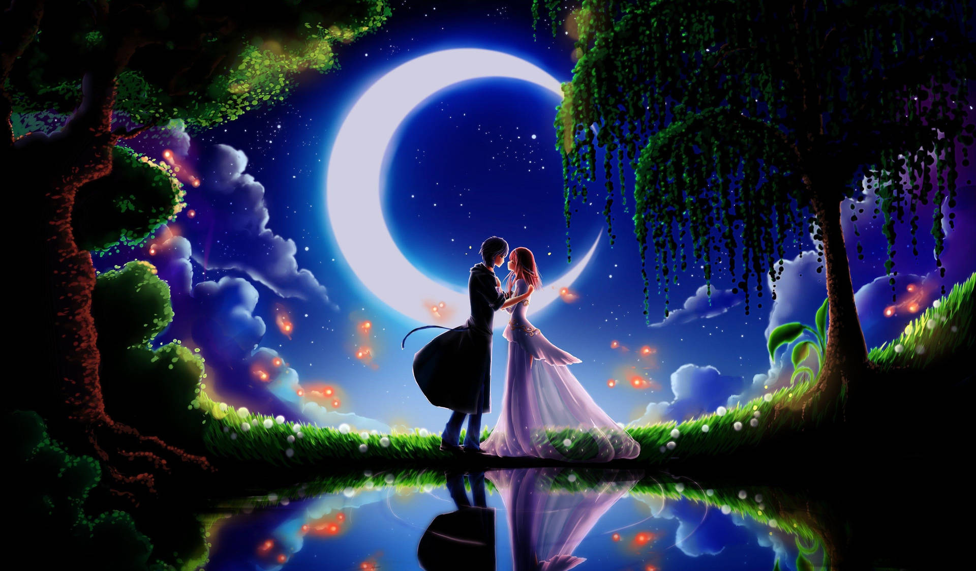 Couple In Forest Love Anime Background