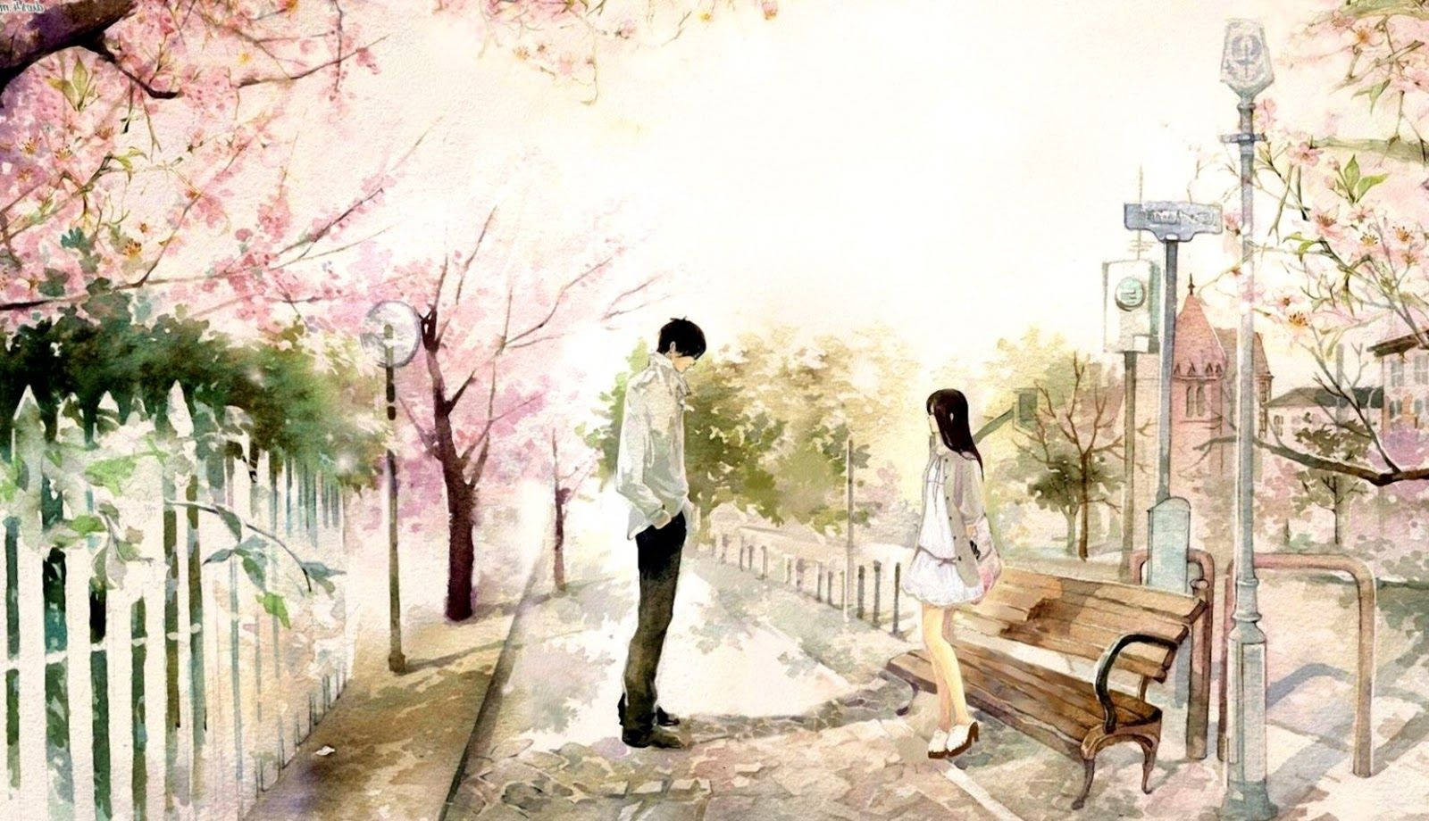 Couple In Park Art Drawing