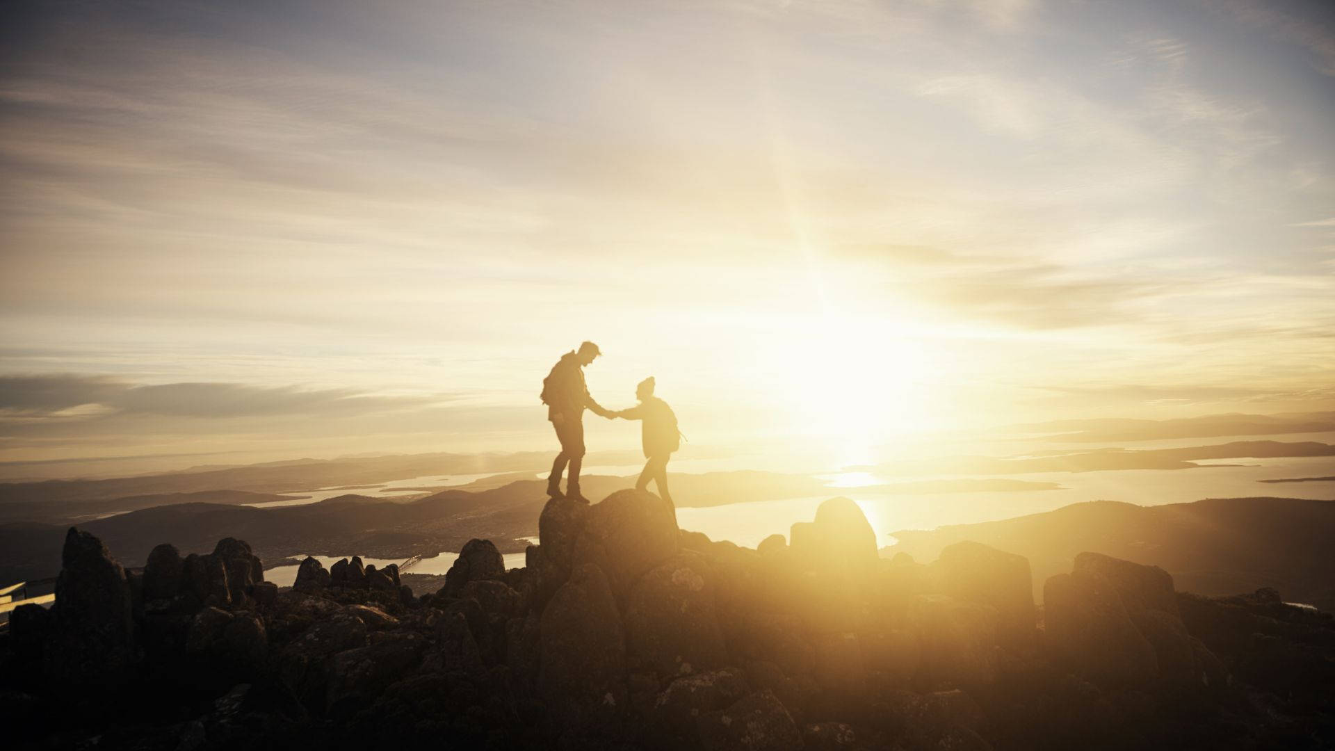 Couple Journey Bright Sunset