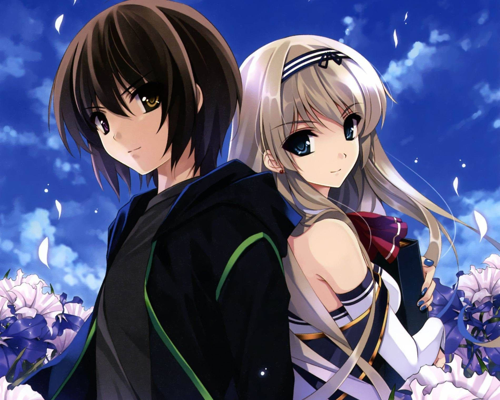 Couple Leaning Love Anime Hd Background