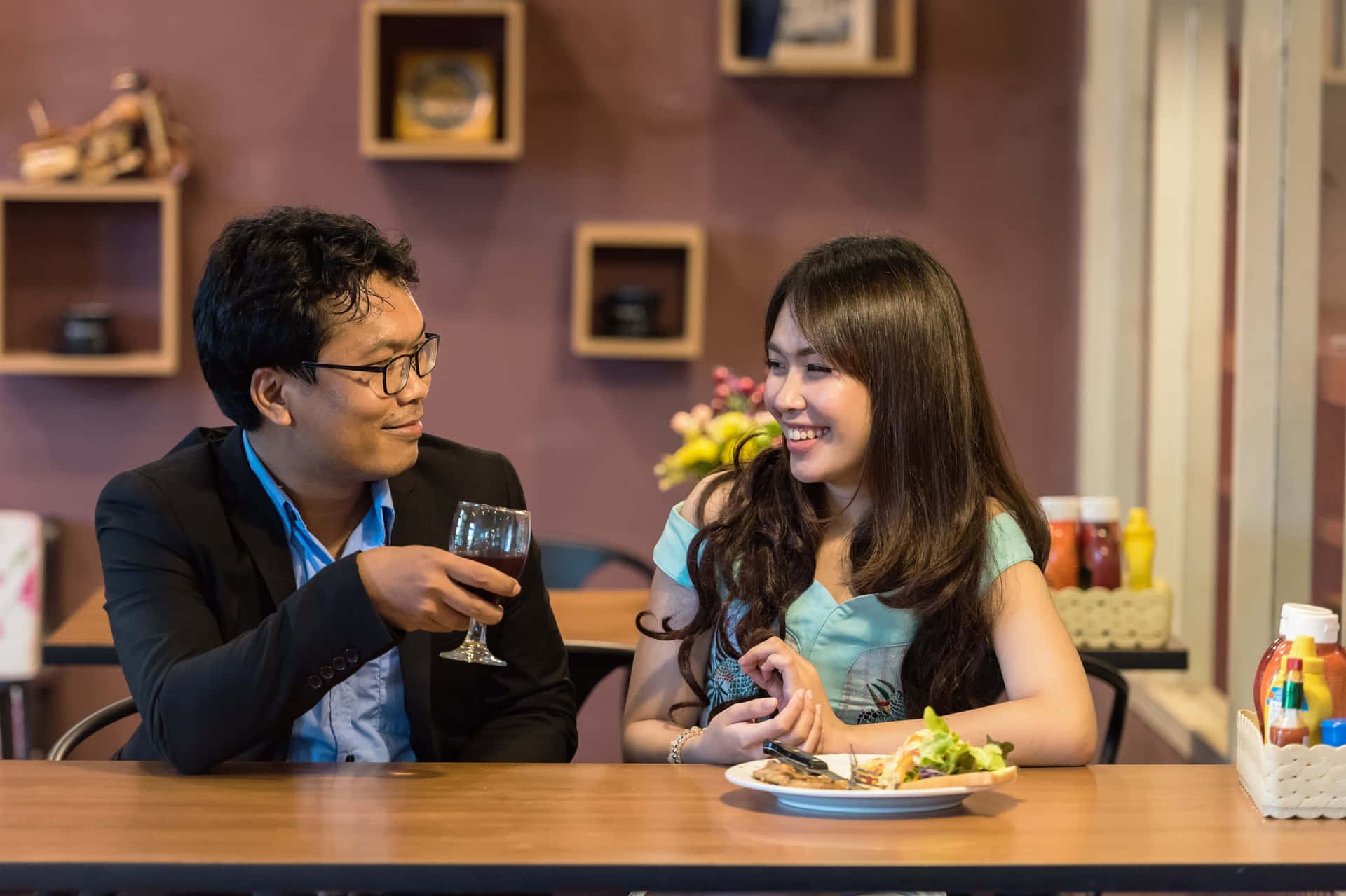 Couple On A Jovial Date Background