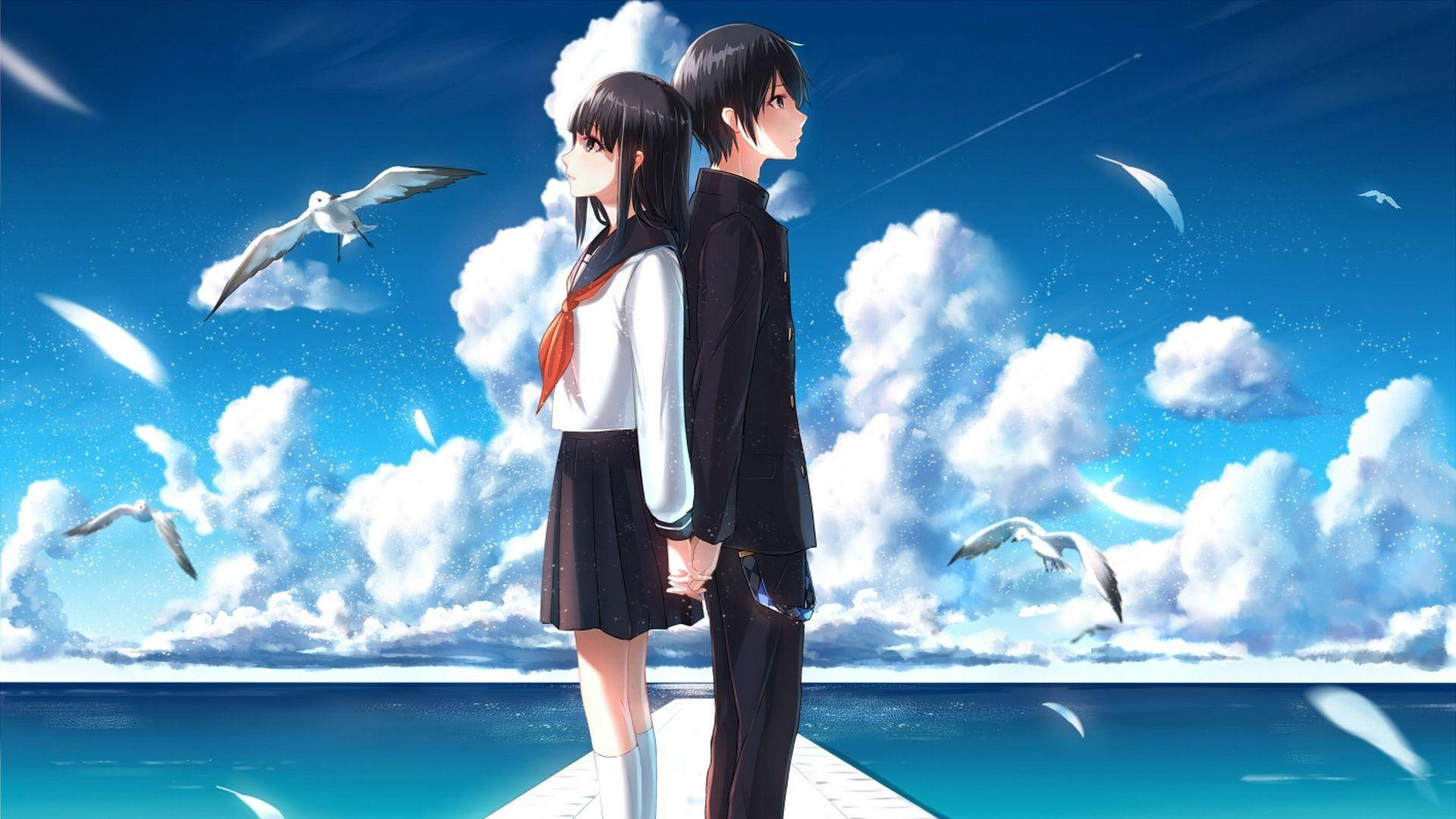 Couple On Slipway Love Anime Background