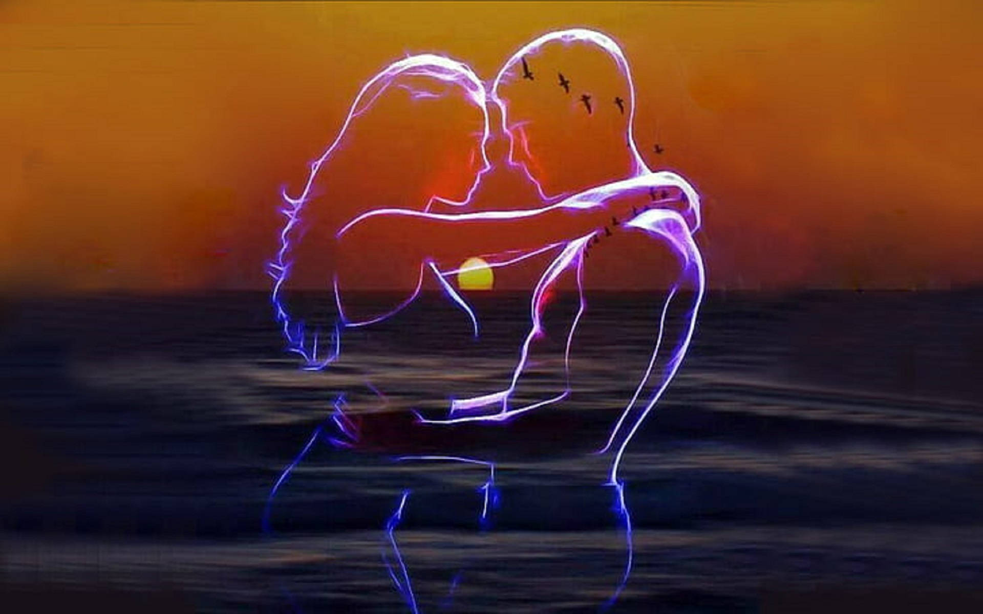 Couple Romantic Love Digital Art Background
