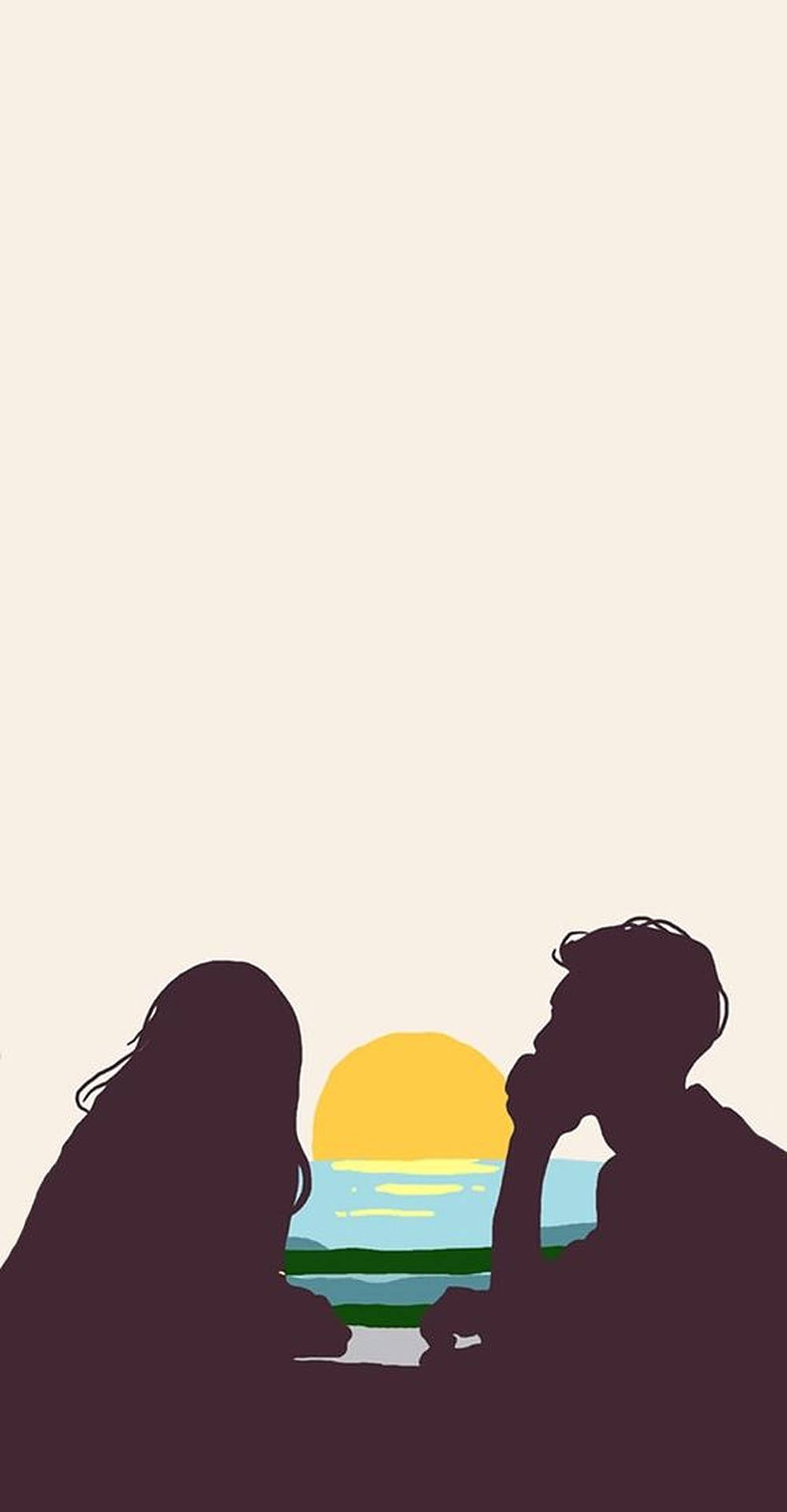 Couple's Silhouette Love Art Background