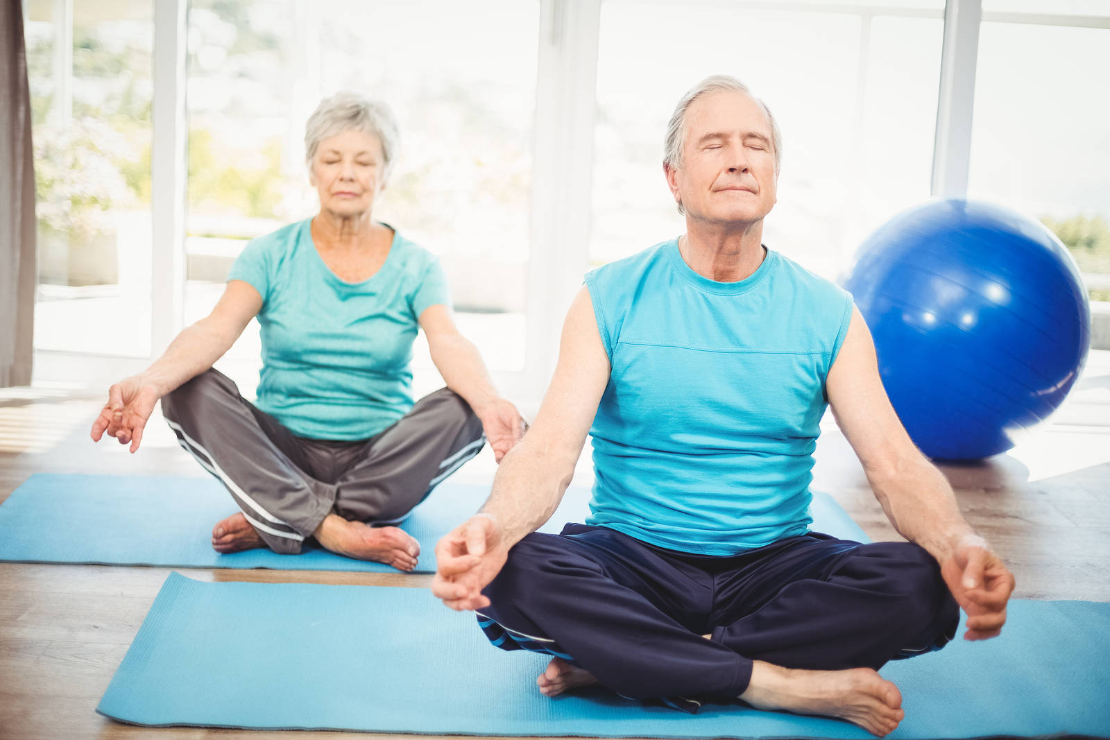 Couple Senior Yoga Background