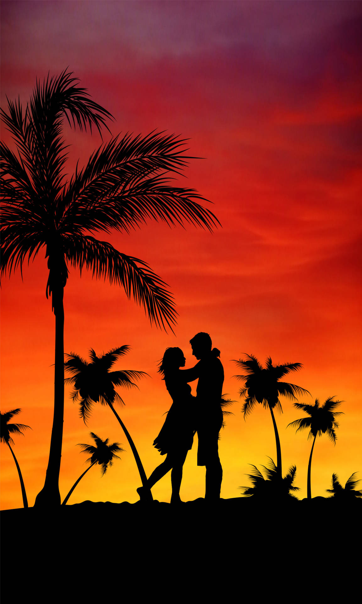 Couple Sunset Digital Art Background